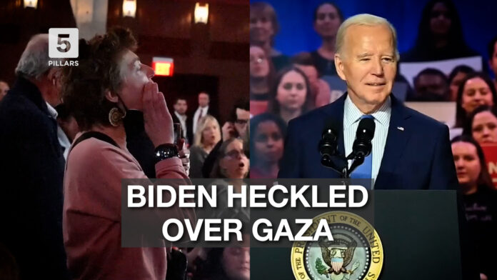 Calls of “Genocide Joe” as protesters disrupt Biden campaign event