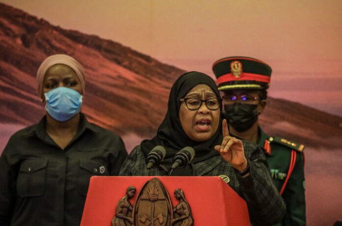 Tanzania's,President,Samia,Suluhu,Hassan,Speaks,During,A,Meeting,With