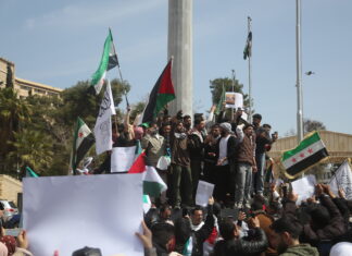Heated pro-Palestine protest at UAE embassy in Damascus sparks diplomatic incident
