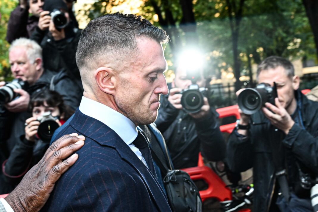 LONDON, UNITED KINGDOM - OCTOBER 19: Far-right activist Tommy Robinson, whose real name is Stephen Yaxley-Lennon, arrives at Southwark Crown Court for his trial on charges of harassment causing fear of violence against two journalists, in London, United Kingdom on October 19, 2026. ( Rasid Necati Aslim - Anadolu Agency )